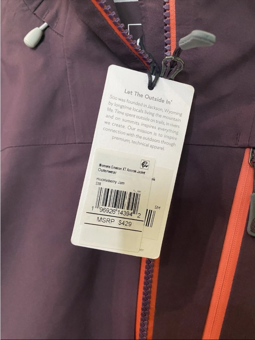 Stio Plum Hooded Anorak with Coral Zip Accents - Picture 4 of 4